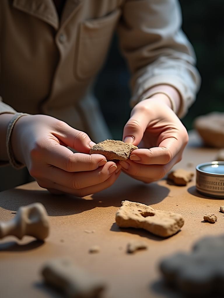 Hands-on artifact examination with archaeologist
