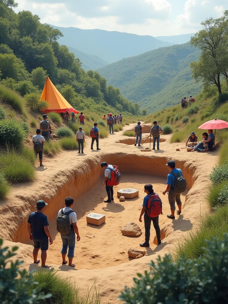 Small group archaeological expedition